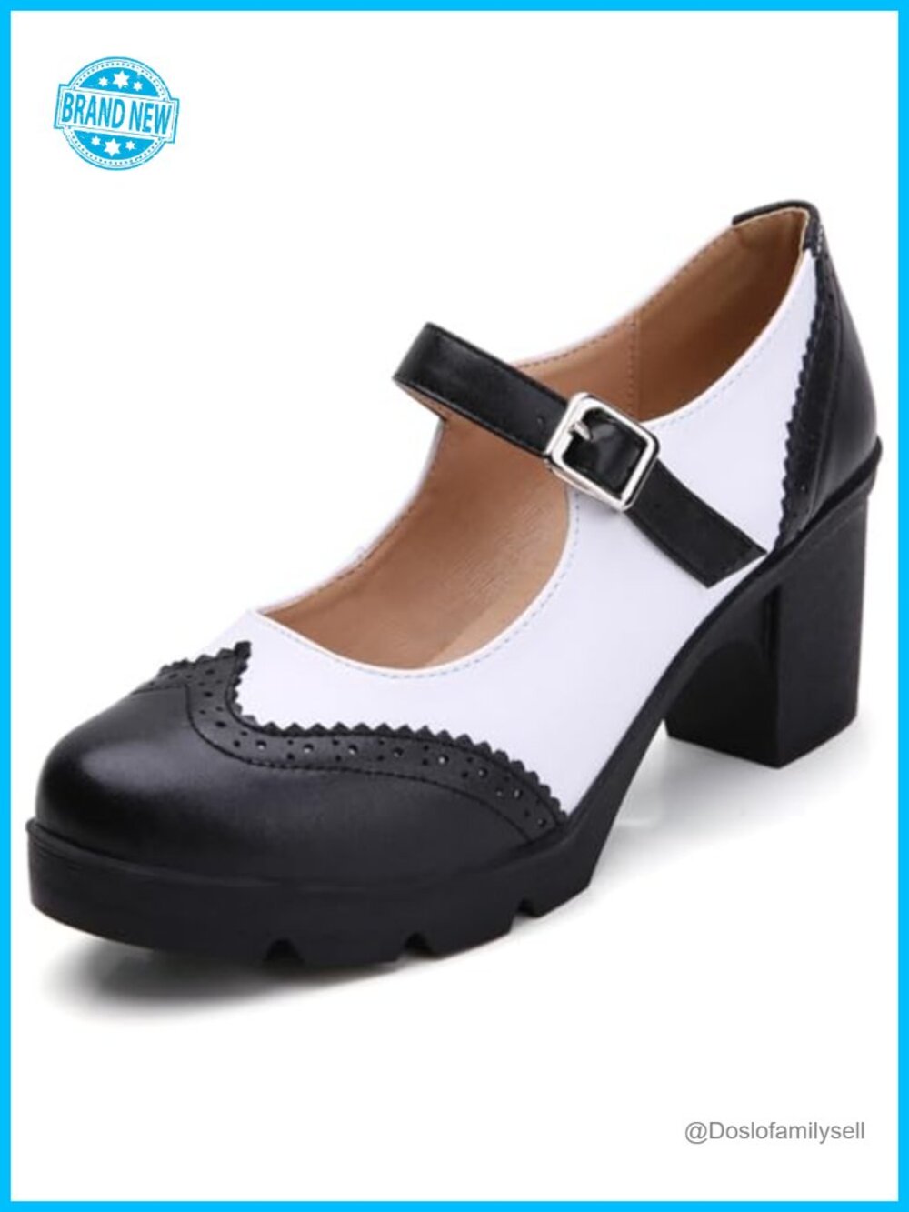 Mary Jane Chunky Block Heel Closed Toe Work Pumps Comfortable Dress Shoes